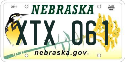 NE license plate XTX061