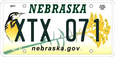 NE license plate XTX071