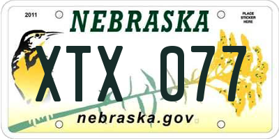 NE license plate XTX077