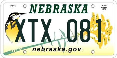NE license plate XTX081