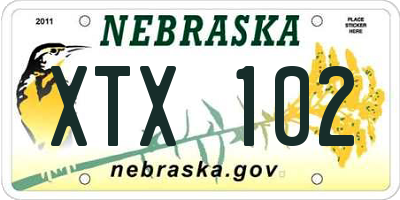 NE license plate XTX102