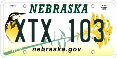 NE license plate XTX103