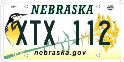 NE license plate XTX112