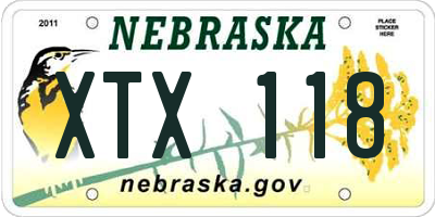 NE license plate XTX118