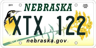 NE license plate XTX122