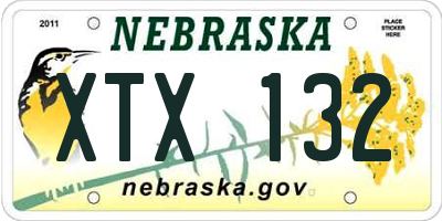 NE license plate XTX132