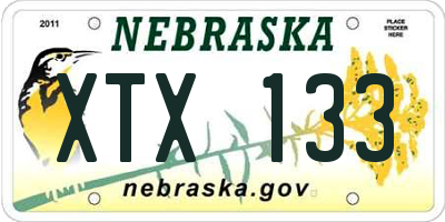 NE license plate XTX133