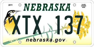 NE license plate XTX137