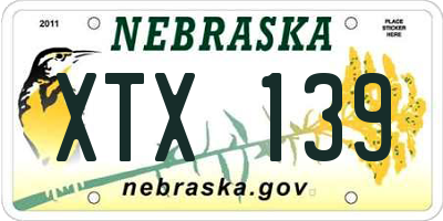 NE license plate XTX139