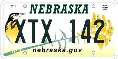 NE license plate XTX142