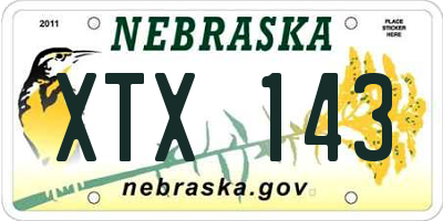 NE license plate XTX143