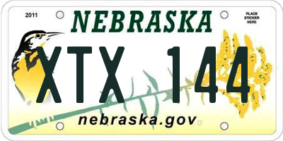 NE license plate XTX144