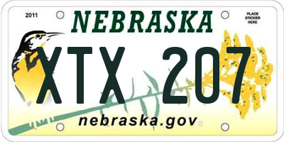 NE license plate XTX207