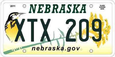 NE license plate XTX209