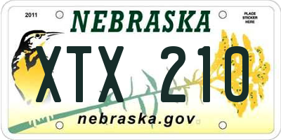 NE license plate XTX210