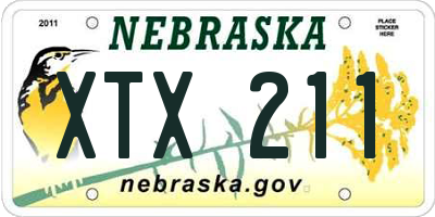 NE license plate XTX211