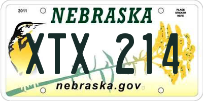 NE license plate XTX214