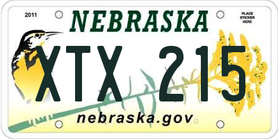 NE license plate XTX215