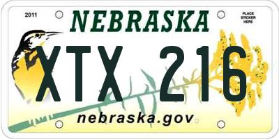 NE license plate XTX216