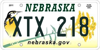 NE license plate XTX218