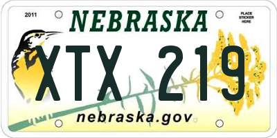 NE license plate XTX219