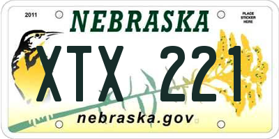 NE license plate XTX221