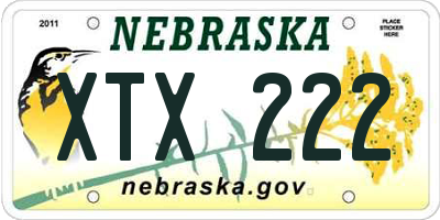 NE license plate XTX222