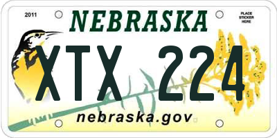 NE license plate XTX224