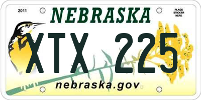NE license plate XTX225