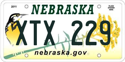 NE license plate XTX229