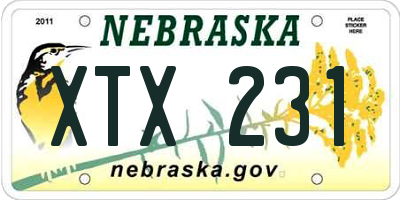 NE license plate XTX231