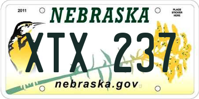 NE license plate XTX237