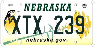 NE license plate XTX239
