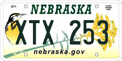 NE license plate XTX253