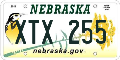 NE license plate XTX255