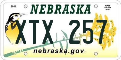 NE license plate XTX257
