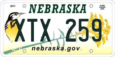 NE license plate XTX259