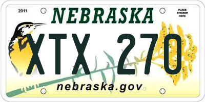 NE license plate XTX270