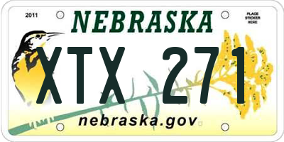 NE license plate XTX271