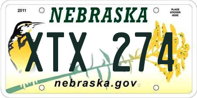 NE license plate XTX274
