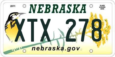 NE license plate XTX278
