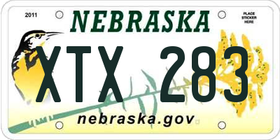 NE license plate XTX283