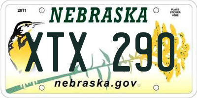 NE license plate XTX290