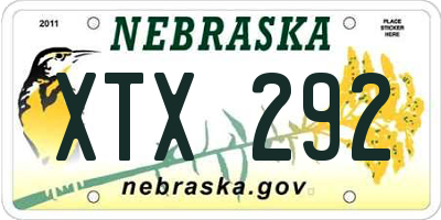 NE license plate XTX292