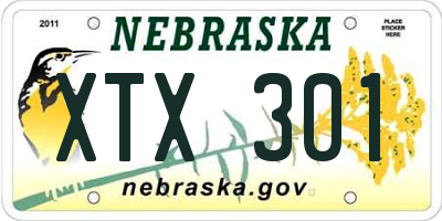 NE license plate XTX301