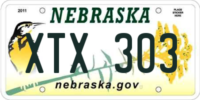 NE license plate XTX303