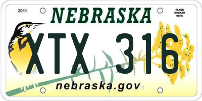 NE license plate XTX316