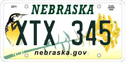 NE license plate XTX345