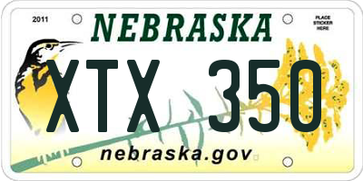 NE license plate XTX350