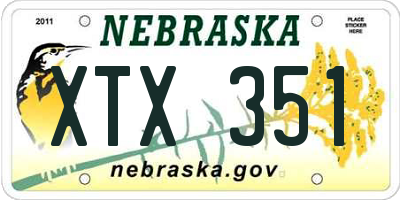 NE license plate XTX351